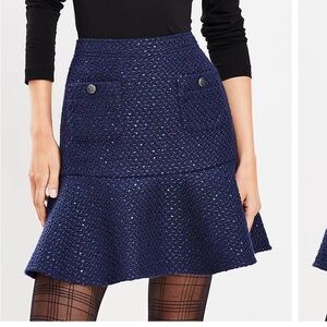 New without tags: Sequin Tweed Button Pocket Flounce Skirt